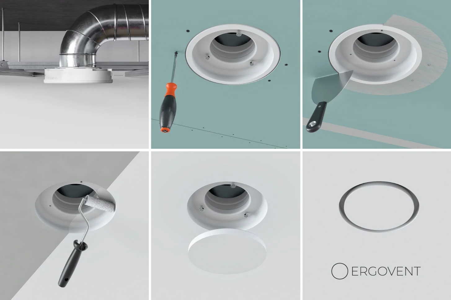 Instalace ERGOVENT RONDO 100 do sádrokartonového podhledu